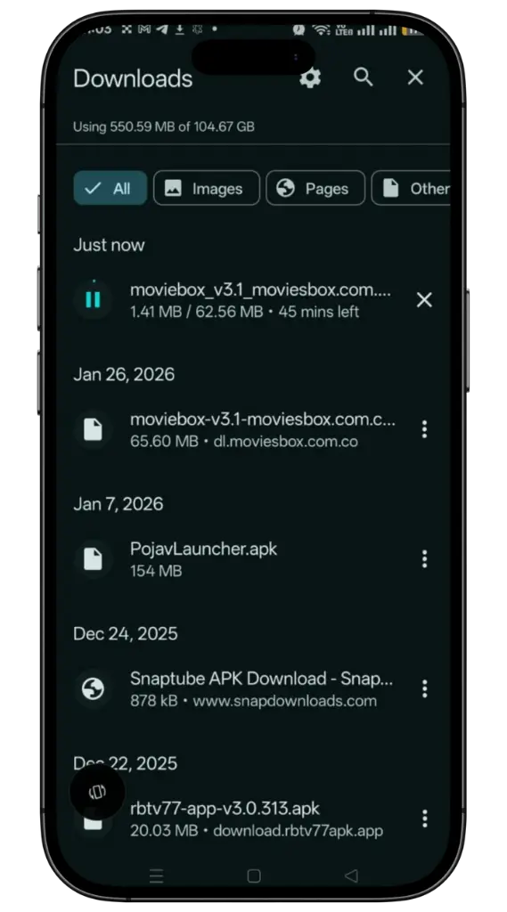 Download file show in download folder