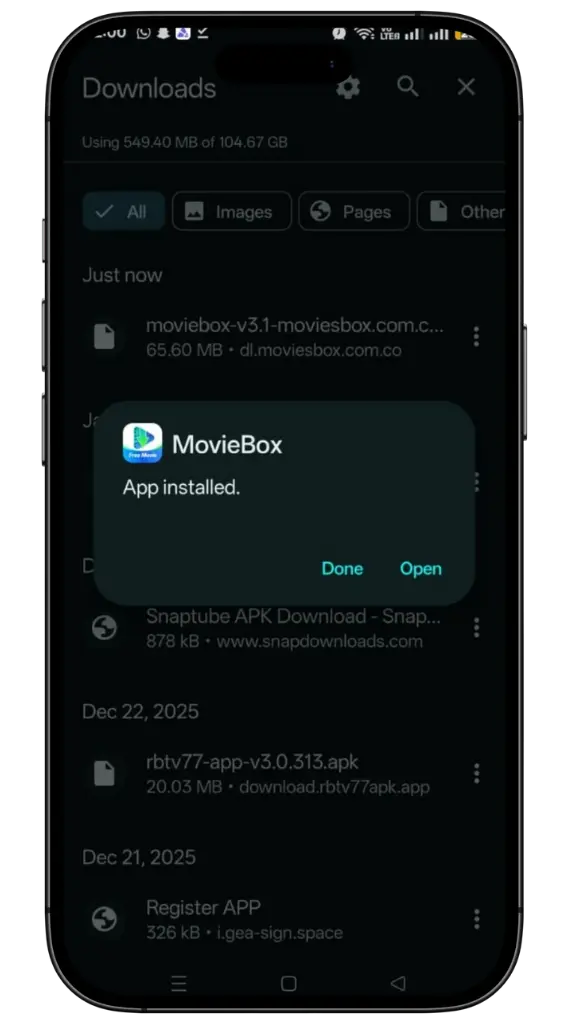 Open movie box APP